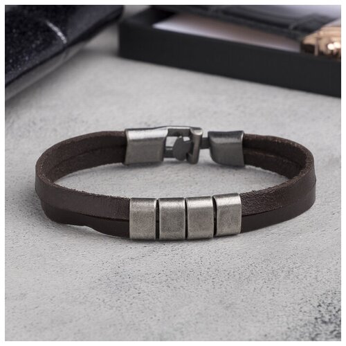 фото Браслет queen fair, металл, 1 шт., размер 20.5 см, коричневый, серебряный