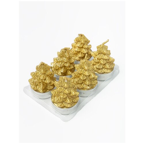 Набор свечей Elwick Floox, 14,1х9,3х6,3 см, цвет золотой, вес 178 гр, 6 шт