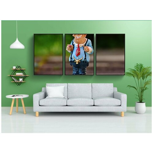 фото Набор модулных постеров для интерьера "деньги акула, бизнесмен, жадность к деньгам" 60x90 см. в тубусе, без рамки lotsprints