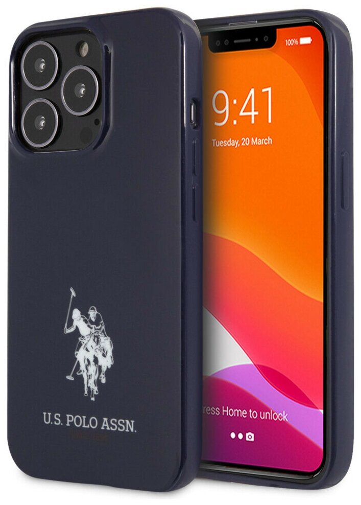 Чехол U.S. Polo Assn. FULL TPU MINI HORSES LOGO для iPhone 13 Pro, синий