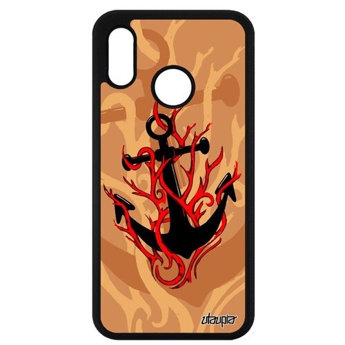 фото Противоударный чехол на телефон // huawei p20 lite // "якорь" гавань тельняшка, utaupia, бежевый