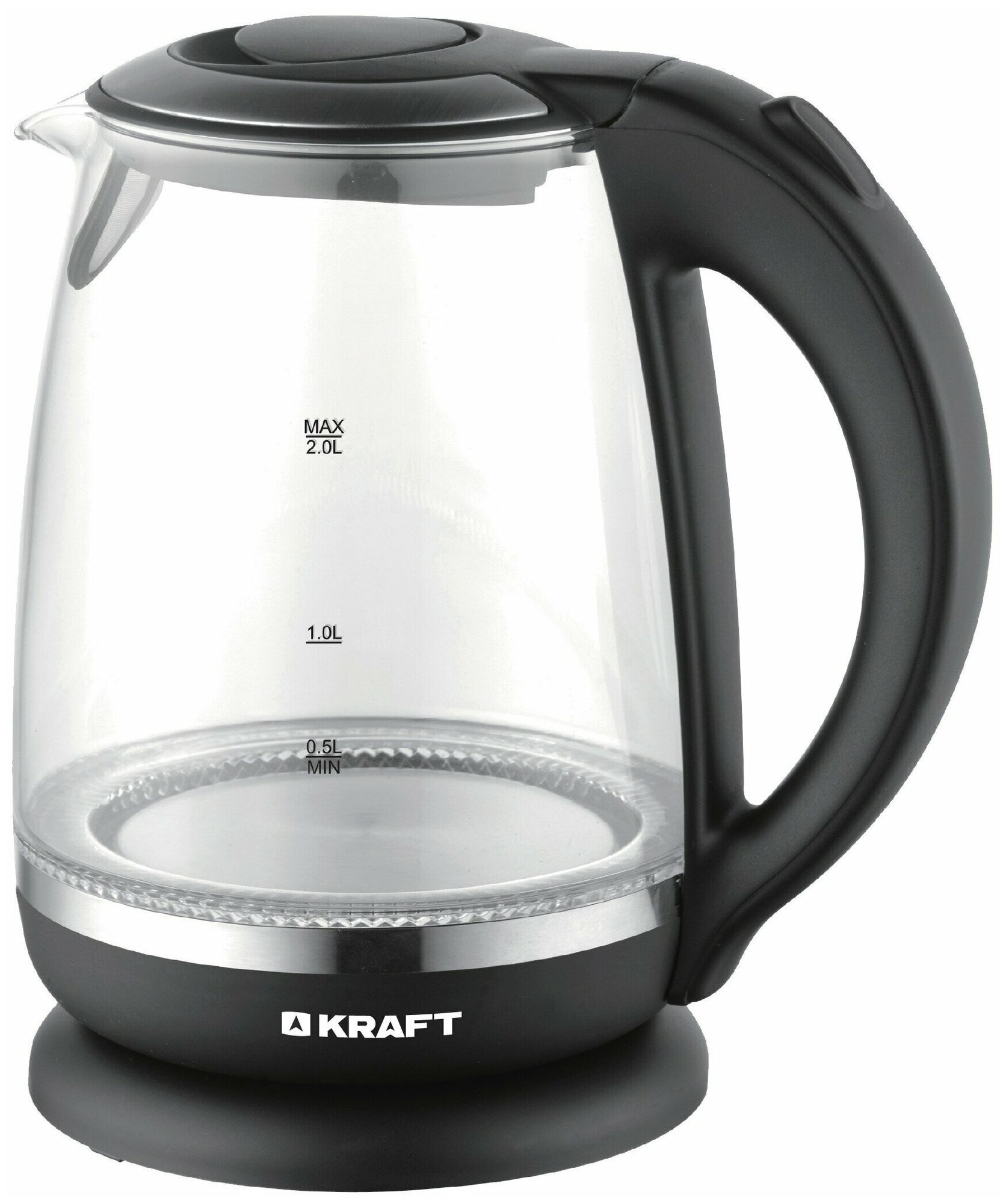 Чайник KRAFT KF-KG2018BL 2л. 2200Вт, стекло - фотография № 1
