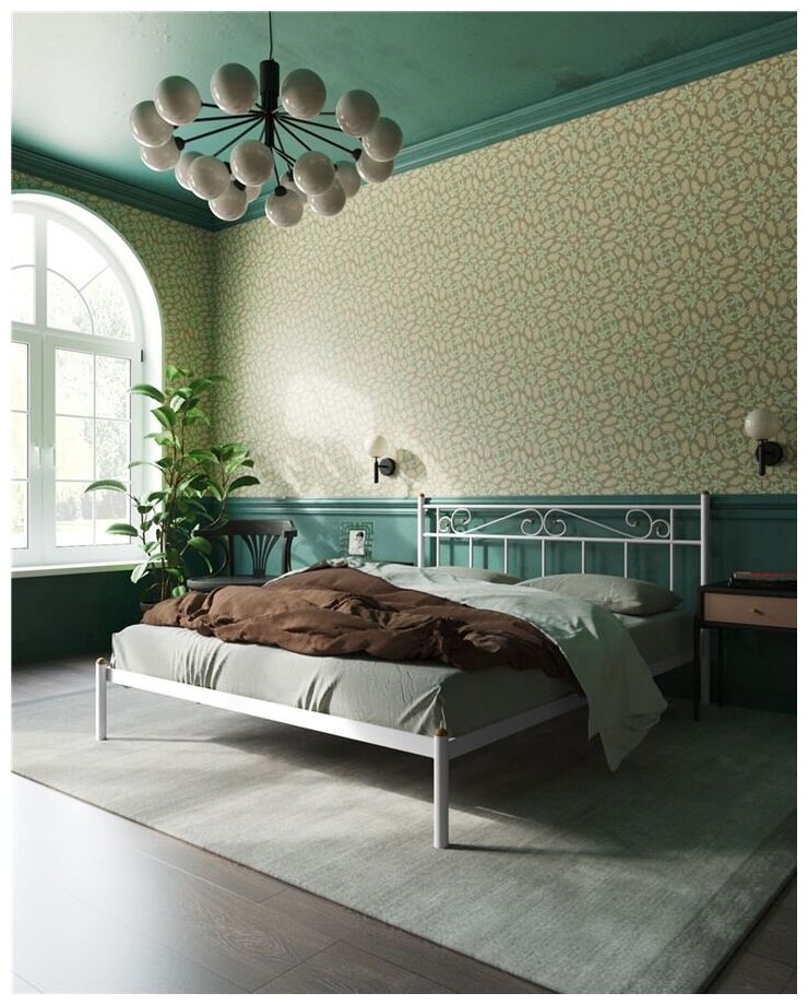 Кровать "Франческа" без изножья (120х200/ноги металл/цвет Белый)