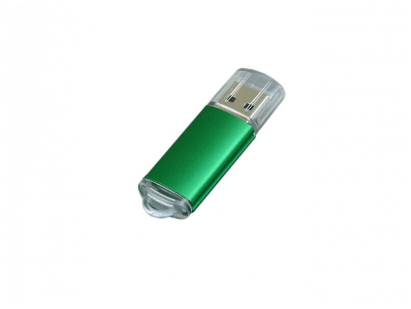 Металлическая флешка с прозрачным колпачком (128 Гб / GB USB 2.0 Зеленый/Green 018)