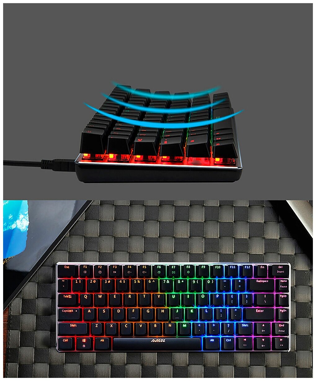 Механическая клавиатура Ajazz AK33 RGB черная, Blue switch, английская раскладка