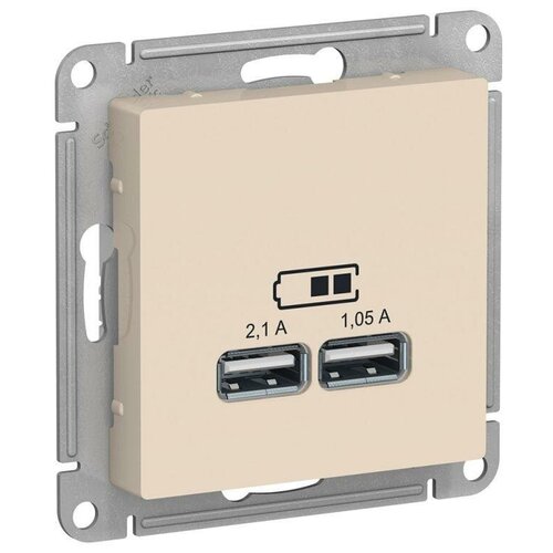 Розетка 2xUSB ATLASDESIGN, бежевый. ATN000233 Schneider Electric