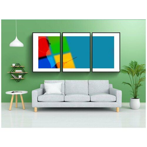 фото Набор модулных постеров для интерьера "майкрософт, логотип, ms" 60x90 см. в тубусе, без рамки lotsprints