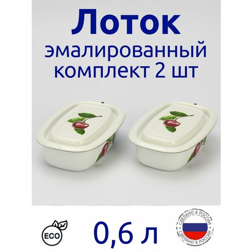 Лоток эмалированный 06 л белый с рисунком комплект 2 шт 2349₽