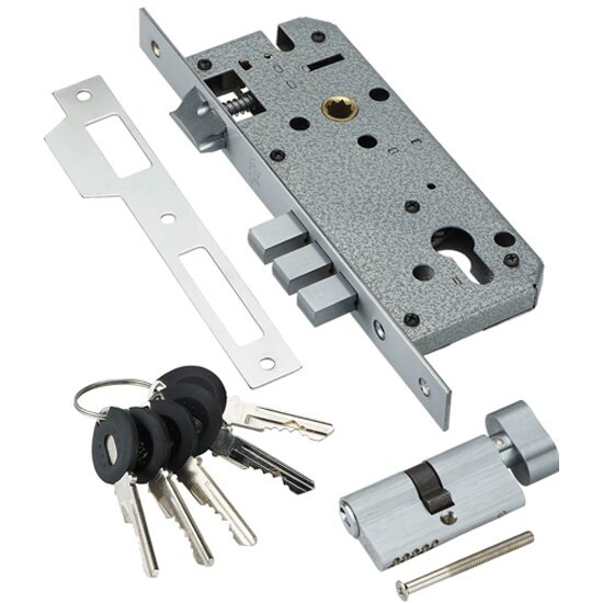 Замок врезной ADDEN BAU LOCK 4585 5-60B D CHROME Хром ключ-вертушка английский ключ