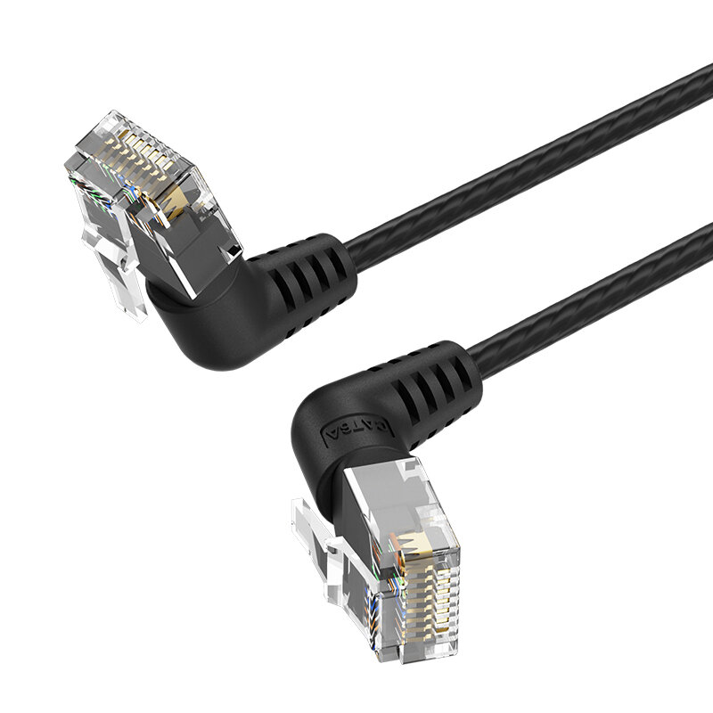 Патч-корд Vention прямой UTP cat.6a, RJ45 угол 90 - 0,5м. Черный