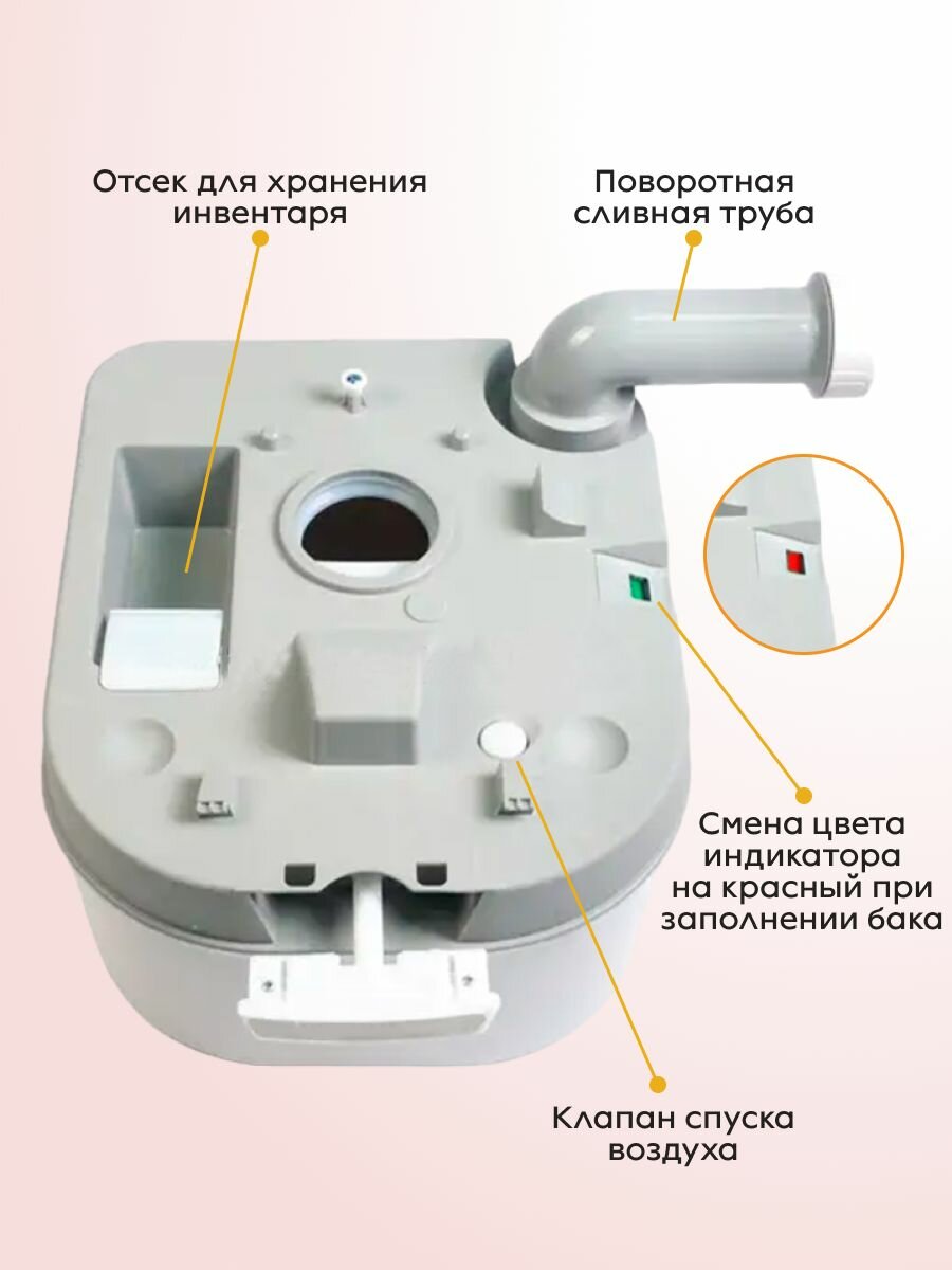 Биотуалет для дачи и дома Classmark с индикатором заполнения, туалет походный и для кемпинга, переносной и портативный, ручной помповый слив, объем бака воды 20л, отходов 24л