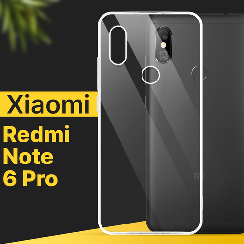 Тонкий силиконовый чехол для смартфона Xiaomi Redmi Note 6 Pro / Противоударный чехол накладка для телефона Сяоми Редми Нот 6 Про / Прозрачный