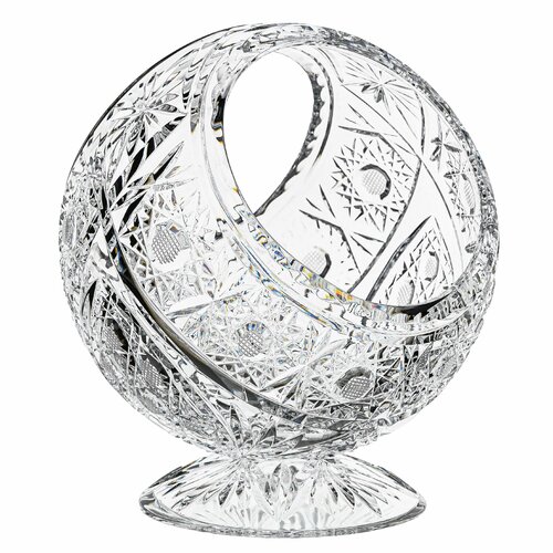 Хрустальная ваза-корзинка на подставке 19см.