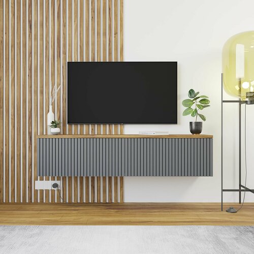 Тумба под телевизор подвесная Фриз 137х31х29 см ВотанГрафит 8231₽