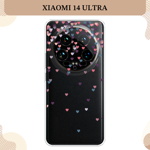 Силиконовый чехол Посыпка сердечки на Xiaomi 14 Ultra / Сяоми 14 Ультра, прозрачный силиконовый чехол на xiaomi 14 ultra сяоми 14 ультра дикие полевые цветы прозрачный