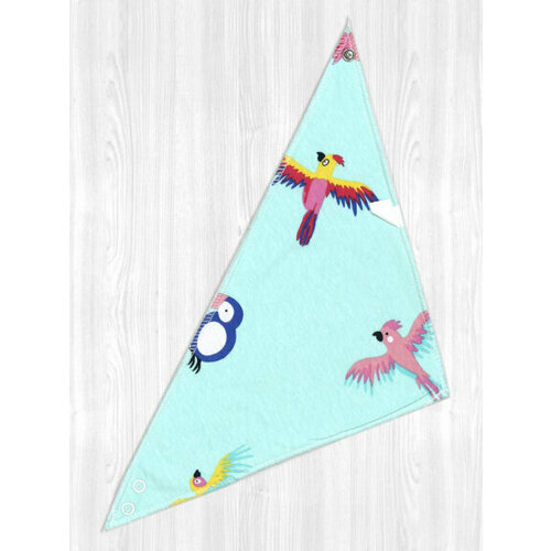 Нагрудник-треугольник для маленьких деток НМХ49 попугай/ментол.