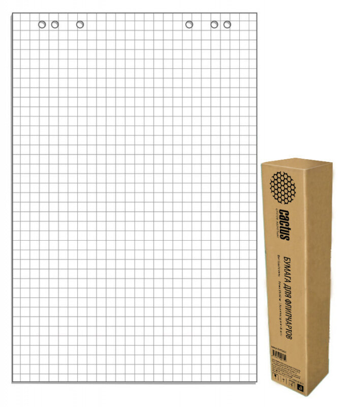 Блок бумаги Cactus CS-PFC20S-5 для флипчартов 67.5х98см клетка 20л (упак:5шт)