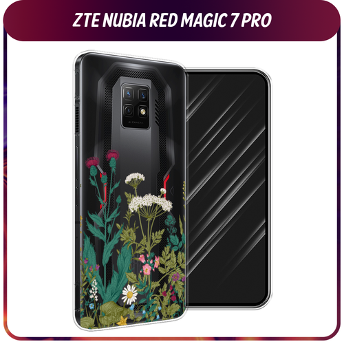 Силиконовый чехол на ZTE Nubia Red Magic 7 Pro / ЗТЕ Нубиа Ред Меджик 7 Про Дикие полевые цветы, прозрачный силиконовый чехол на zte nubia red magic 7 pro зте нубиа ред меджик 7 про капли на стекле