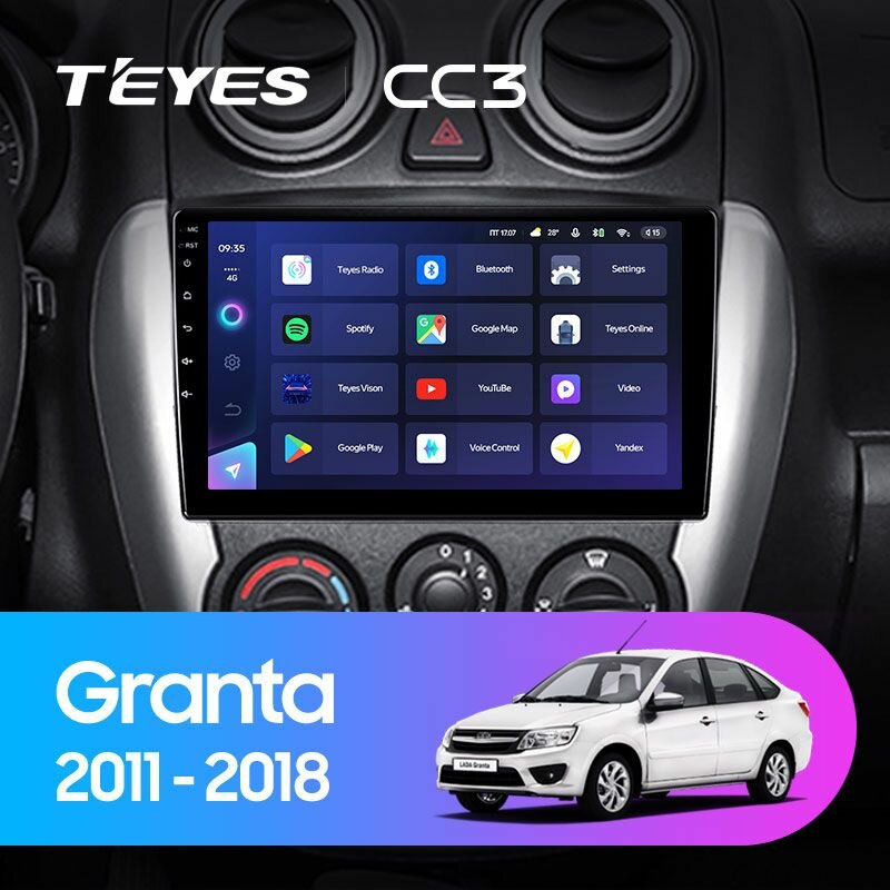 Штатная магнитола TEYES CC3 9.0" 4 Gb для Lada Granta 2011-2018 (комплектация F2)