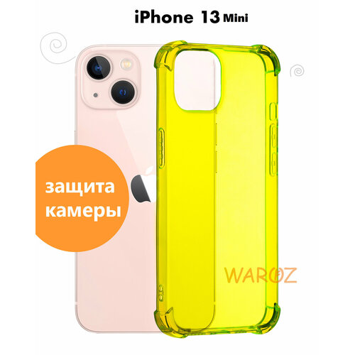 Чехол для смартфона Apple iPhone 13 Mini силиконовый прозрачный противоударный, бампер с усиленными углами для телефона Айфон 13 мини, неон желтый чехол задняя панель накладка бампер mypads гонки для apple iphone 13 mini противоударный