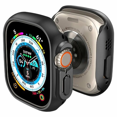 Чехол Spigen Thin Fit для Apple Watch Ultra 49мм, (ACS05458) черный чехол spigen thin fit для apple watch ultra 49мм acs05458 черный