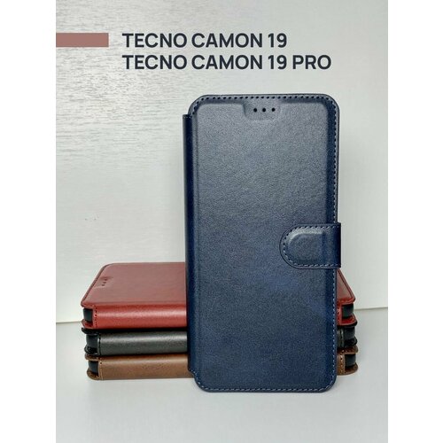 Чехол книжка для Tecno Camon 19/19 Pro c магнитной застежкой / Чехол Техно Камон 19/19 Про c хлястиком и отделением под карты, синий чехол книжка для xiaomi 12t pro c магнитной застежкой ксяоми 12т про c хлястиком и отделением под карты коричневый