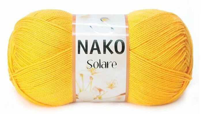 Пряжа NAKO Solare (Нако), желтый - 6949, 100% хлопок, 5 мотков, 100 г, 380 м.