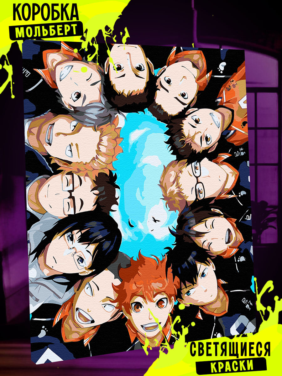 Картина по номерам светящаяся в темноте Волейбол haikyuu