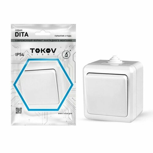 Выключатель 1-кл ОП Dita IP54 10А 250В бел TOKOV ELECTRIC TKL-DT-V1-C01-IP54 567₽