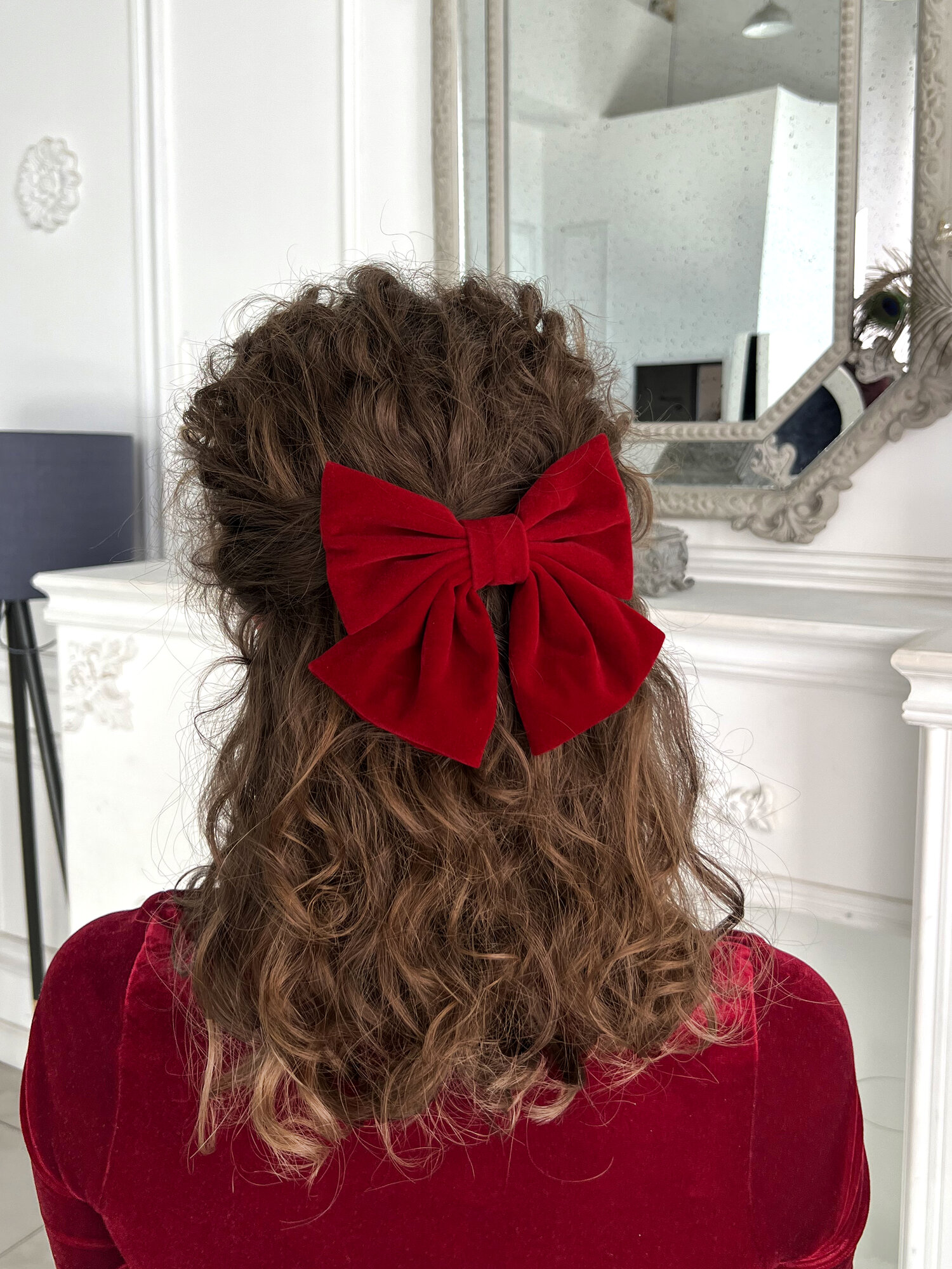 Бант для волос на заколке бархатный — фото 1