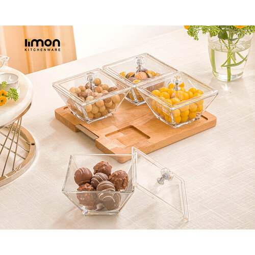 Менажница Квадратная на деревянной Подставке4 2600₽