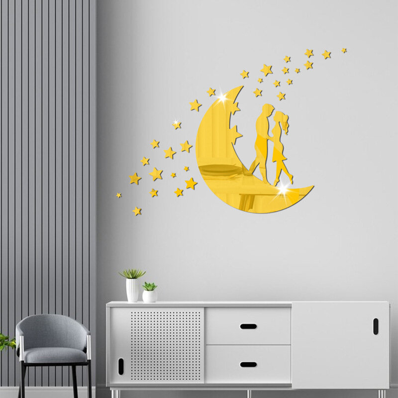 фото Наклейки на стену Xingyue Lovers, зеркальные, самоклеящиеся, декоративные, золотой цвет