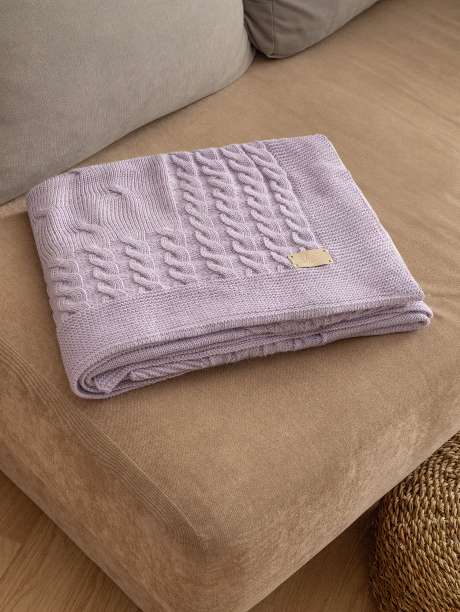 Плед детский вязаный 110x130 цвет Лаванда — фото 1