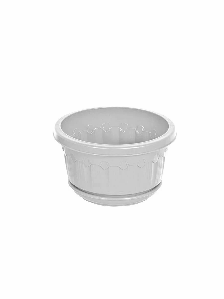 Кашпо elfplast "Флавия" для цветов декоративное пластиковое 2,5 л 3 шт, (белый, подвесное) 159 — фото 1