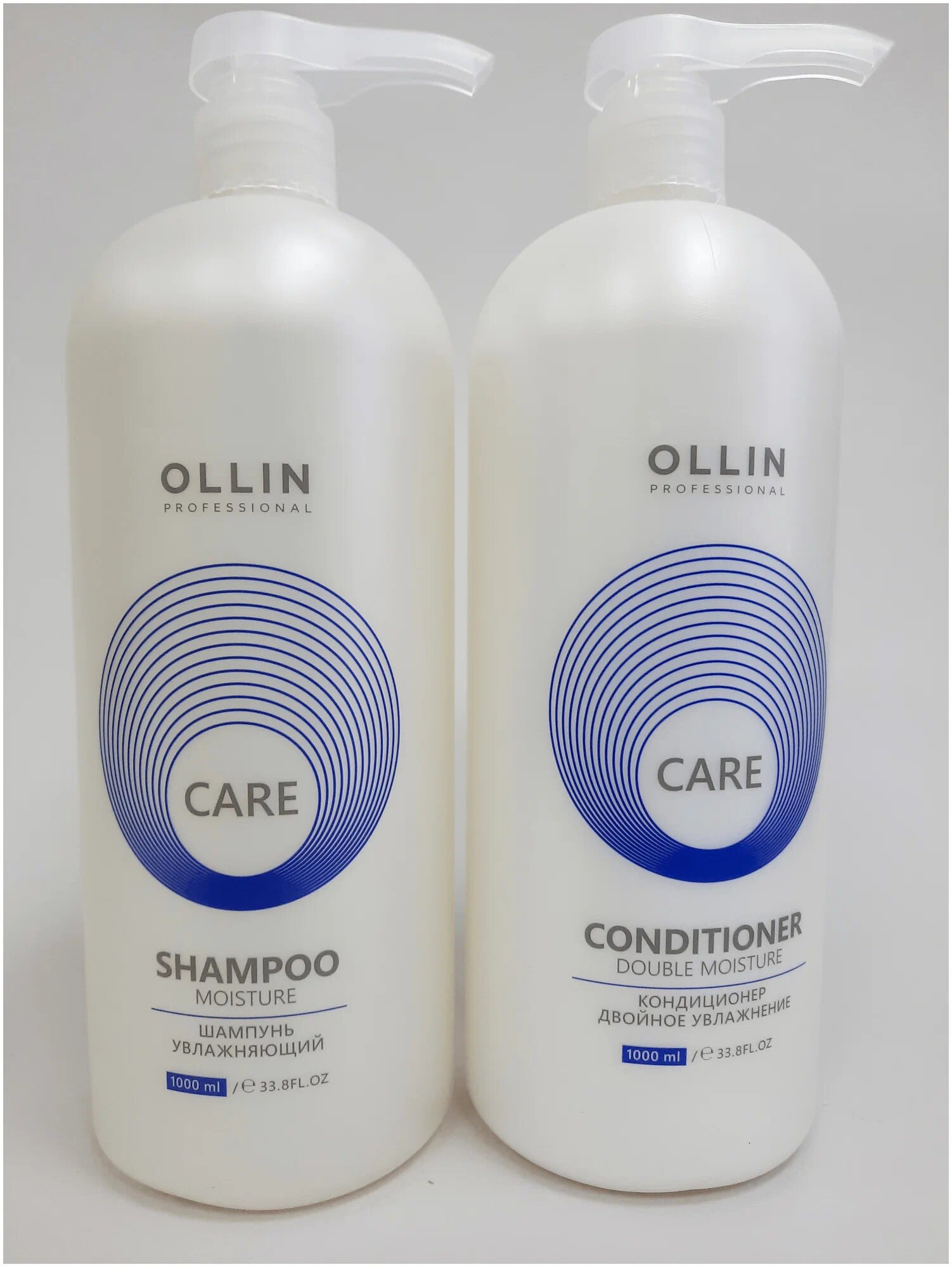 OLLIN Professional набор шампунь + кондиционер Care Moisture увлажняющий, 2000 мл, 2 дозатора — фото 1