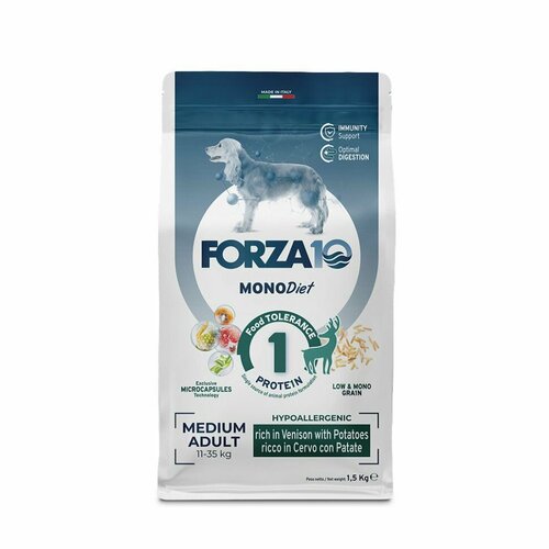 Forza10 Medium Diet сухой корм для взрослых собак средних пород при аллергии из оленины с картофелем с микрокапсулами - 1,5 кг