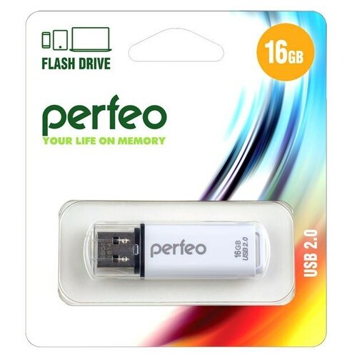 USB Flash PERFEO PF-C13W016 USB 16GB белый BL1 носитель информации perfeo pf c01g2w016 usb 16gb белый bl1