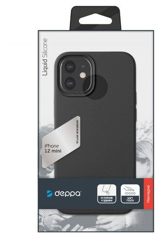 Чехол-крышка Deppa для Apple iPhone 12 mini, силикон, черный - фото №6