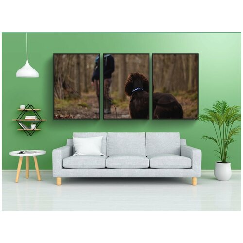 фото Набор модулных постеров для интерьера "люди, женщина, собака" 60x90 см. в тубусе, без рамки lotsprints