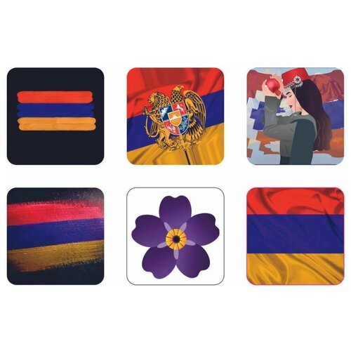 3D cтикеры / 3Д наклейки на телефон, флаг, герб Армении. Набор 6шт. Размер 1 шт 3х3 см. Яркие.