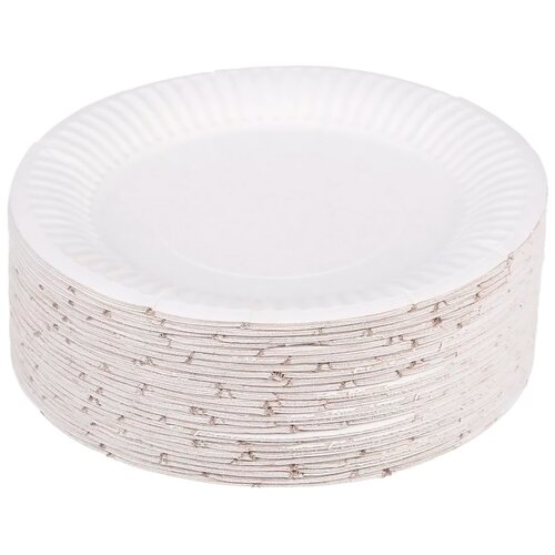 Диапазон Тарелки одноразовые картонные, 17 см, 100 шт., белый