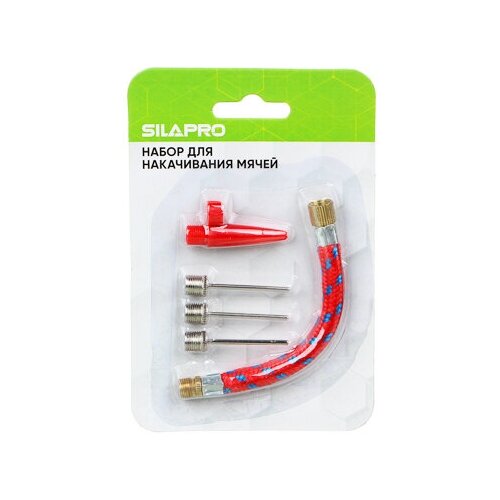 фото Набор для накачивания мячей: 3 иглы, шланг, колпачок silapro