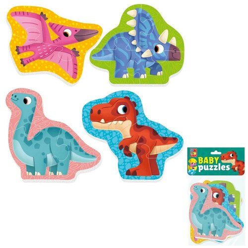 Мягкий пазл «Динозавры», 4 картинки, 12 элементов мягкий магнитный пазл динозаврики 2 картинки 6 элементов