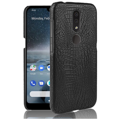 фото Чехол-панель mypads для nokia 4.2 3/32gb тонкий задний бампер на пластиковой основе с отделкой под кожу крокодила черный