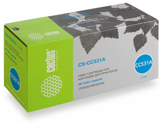 Картридж лазерный Cactus CS-CC531A CC531A голубой (2800стр.) для HP Color LaserJet CP2025/CM2320
