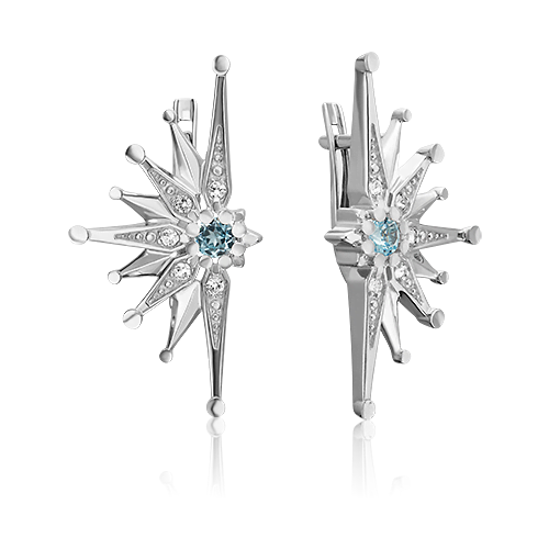 Серьги Platina Jewelry Серебряные серьги с топазом