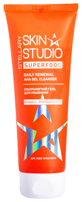 STELLARY ультрамягкий гель для умывания Skin Studio Superfood Daily Renewal AHA gel cleanser, 120 мл