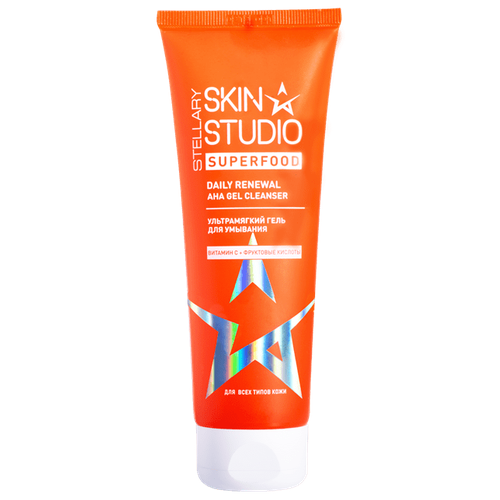 STELLARY ультрамягкий гель для умывания Skin Studio Superfood Daily Renewal AHA gel cleanser, 120 мл