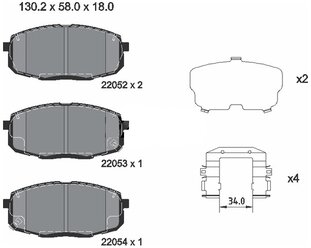 Дисковые тормозные колодки передние Textar 2205203 для Hyundai Creta, Hyundai Kona (4 шт.)