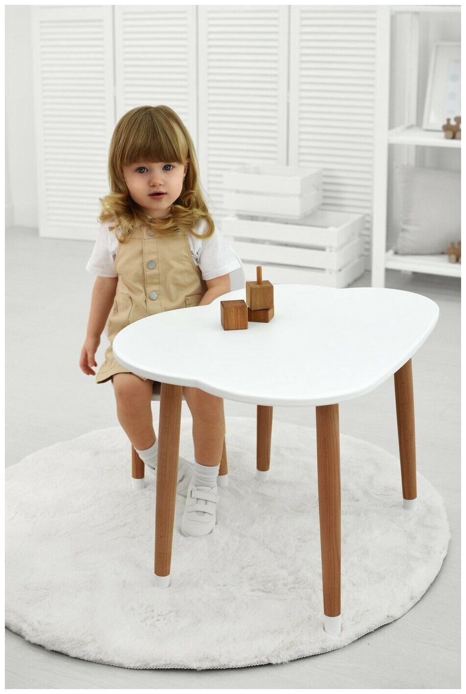 Детский стол и стул из дерева Мега Тойс комплект стол и стул / Набор мебели для детской комнаты для малышей Облако - фотография № 5